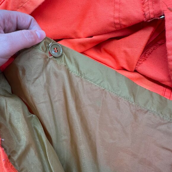 Vintage Orange Hunting Jacket Medium Small Game Pocket Zip Up Retro 1970s As Is - Picture 11 of 12